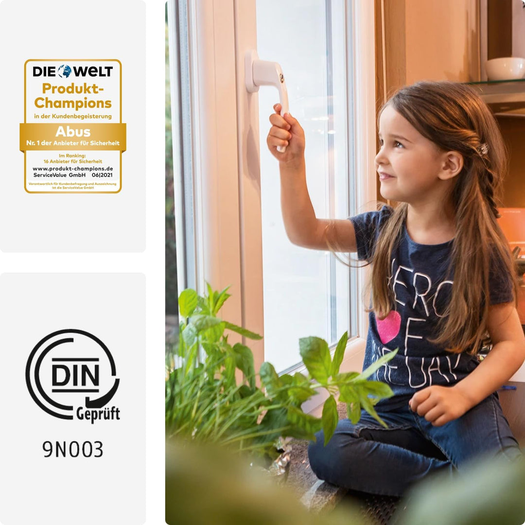 ABUS Abschliessbarer Fenstergriff FG300 AL0089 - Fensterknauf mit Druckzylinder, gleichschliessend -