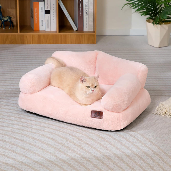 Hollypet Katzenbett Kleines Hundebett, Flauschiges Plüsch Katzensofa für Katzen und Welpen, Weiches