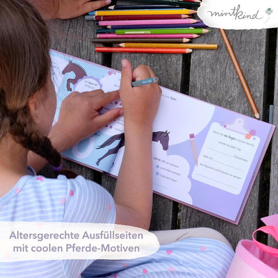 mintkind® „Meine Schulfreunde“ Freundebuch Schule Mädchen und Jungen Pferde Design | Freundschaftsbu