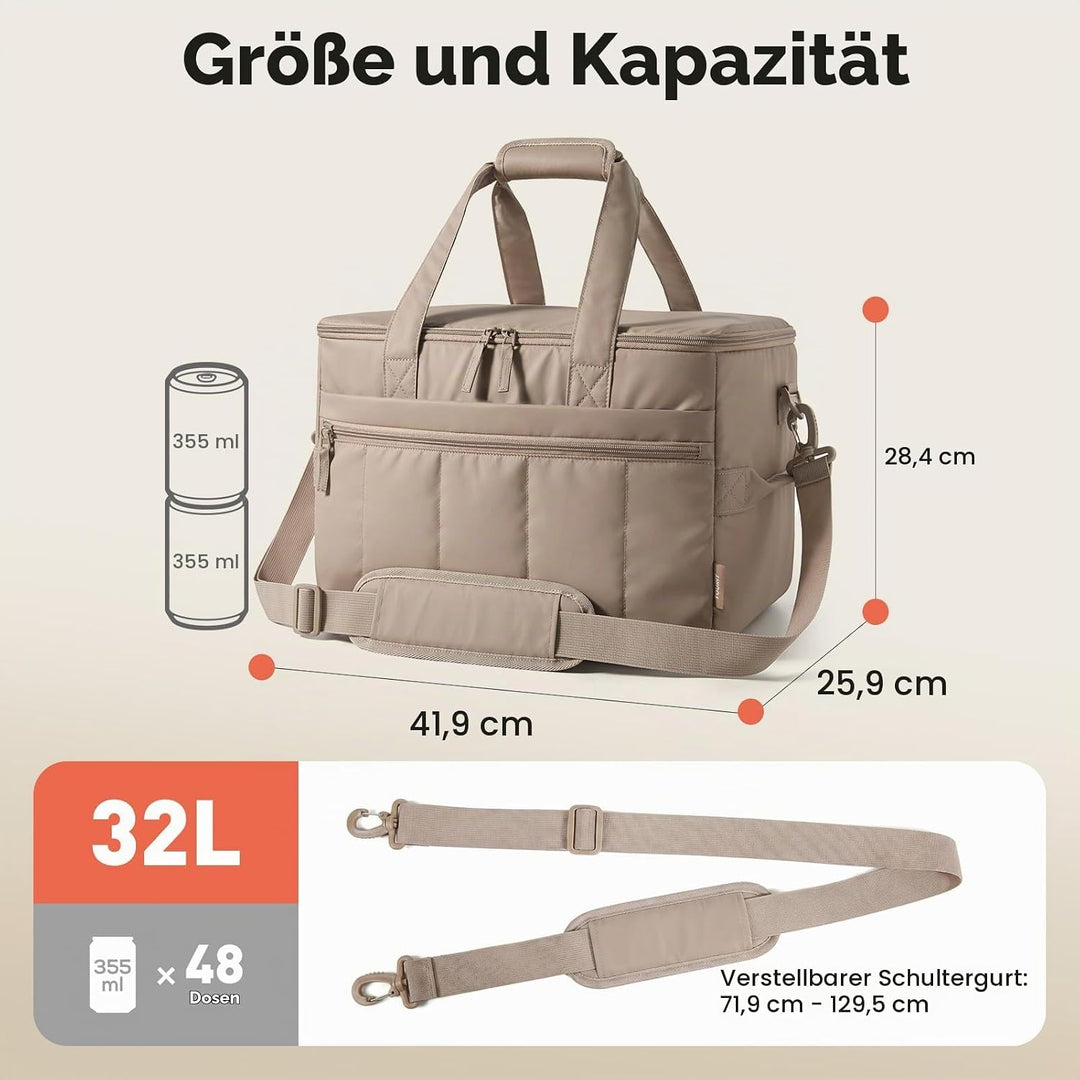 TOURIT Kühltasche 32L Isoliertasche Picknicktasche 48 Dosen | Wasserdichtem, Auslaufsicher, Leicht,