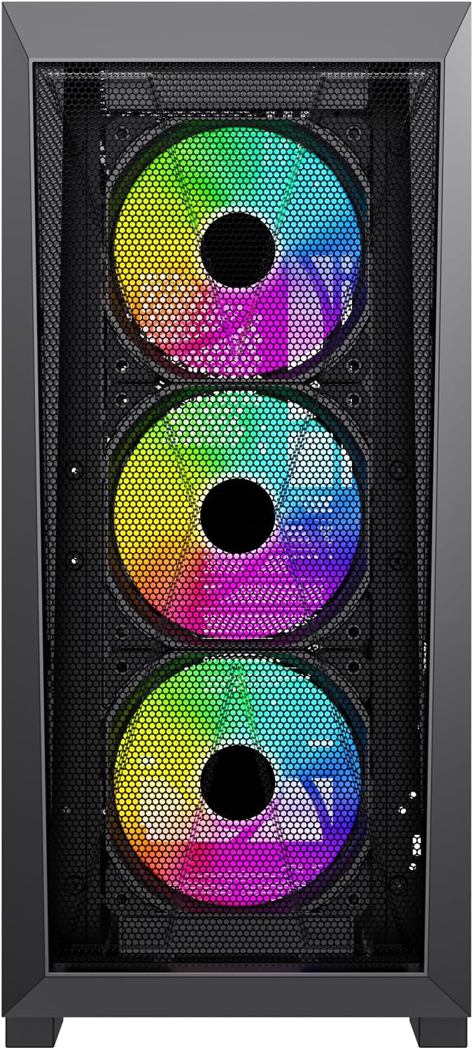 Xilence Xilent X X912.ARGB Gaming PC Gehäuse, 3X 120mm ARGB Lüfter, 1x schwarzer Lüfter, ATX Midi To