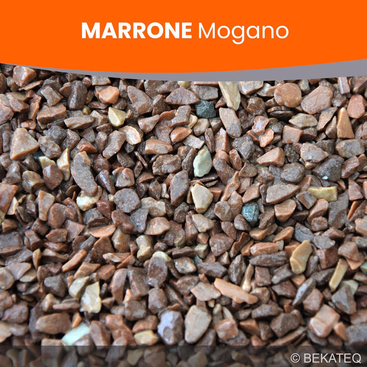 Steinteppich aussen bis 2,5qm - 25kg Marmorkies in Marrone Mogano + 1K PU Kleber Bindemittel 1kg - W