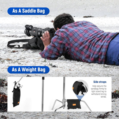 NEEWER Fotografie Sandsack 15,5 "x 9,4" Faltbare Aufbewahrungstasche mit Schultergurt, Polyester Sat