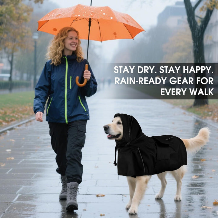 Hunde-Regenmantel – wasserdicht und reflektierend, verstellbare Passform mit Loch für die Leine und