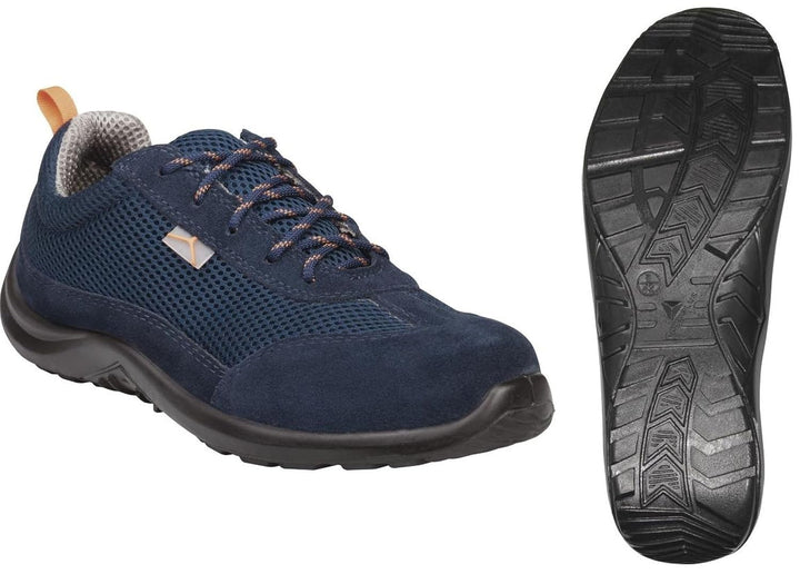 Deltaplus COMOSPBL42 Niedrige Schühe Aus Veloursspaltleder Mit Mesh-Einsätzen - S1P Src, Marineblau,