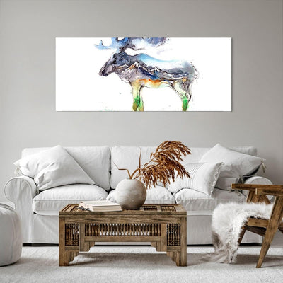 Wandbilder Dekoration Wohnzimmer Moose Berge Winter illustration Panorama Bilder auf Leinwand 120x50