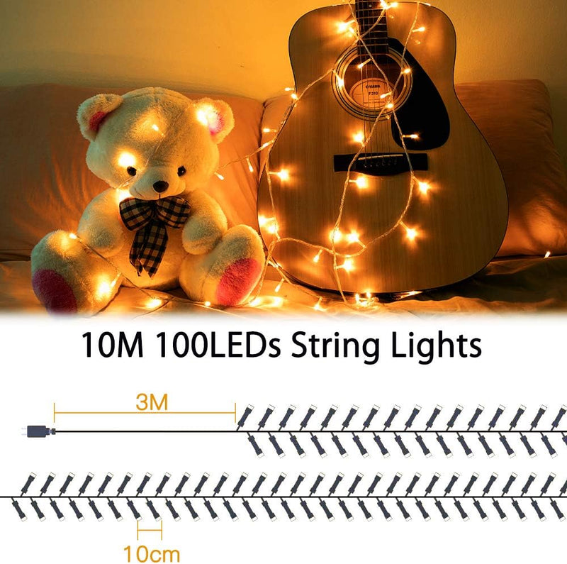 Avoalre 100 LEDs Lichterkette aussen 10M, IP44 Wasserdicht warmweiss Lichterkette, 8 Modi mit Memory