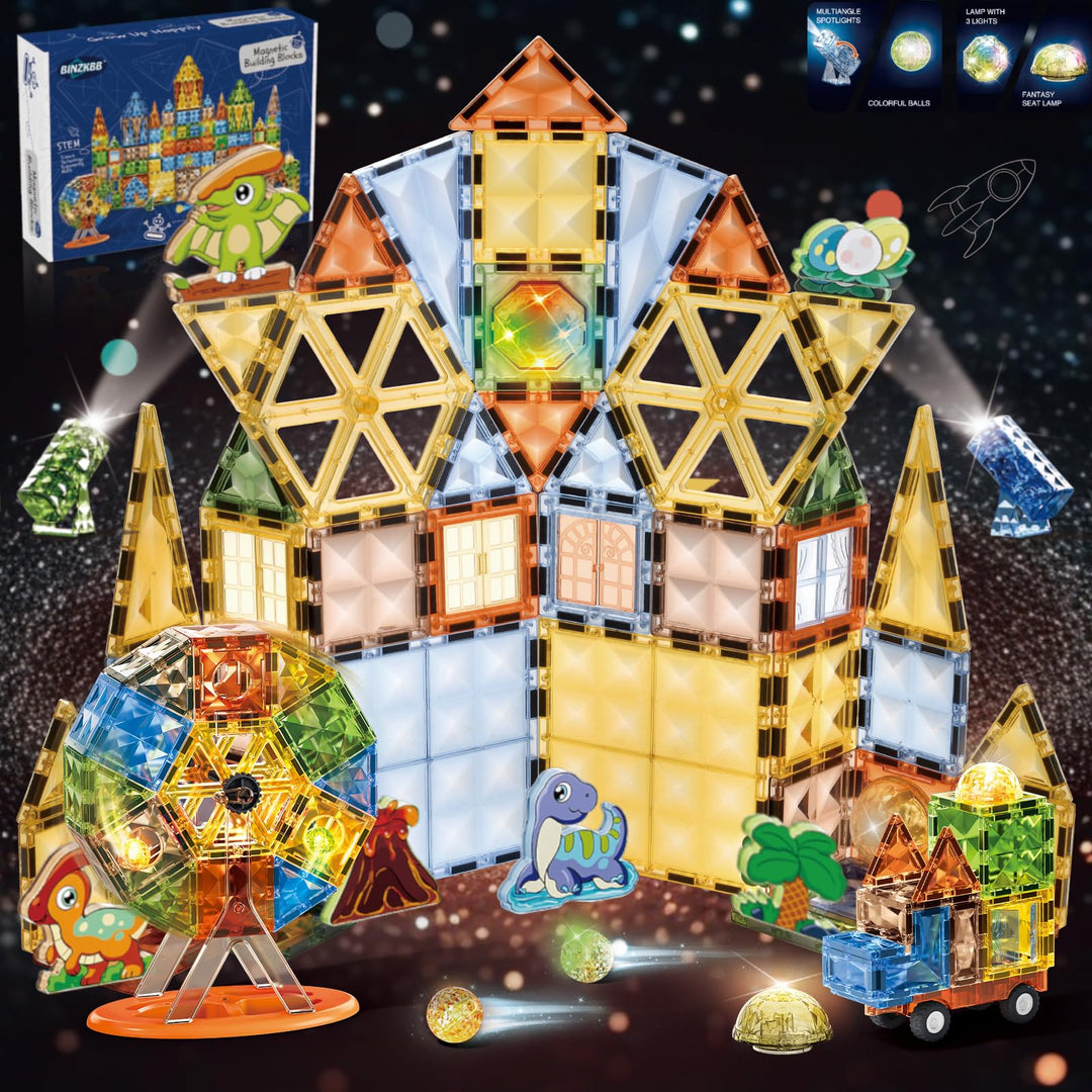 BINZKBB Magnetische Bausteine 110 Teile,Magnetspielzeug Magnete Bauklötze Baukasten Montessori Spiel