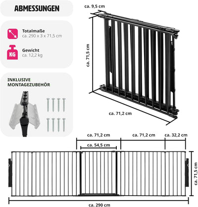 tectake Kaminschutzgitter Metall, Schutzgitter, Laufstall, Absperrgitter, Ofenschutzgitter, Hundegit