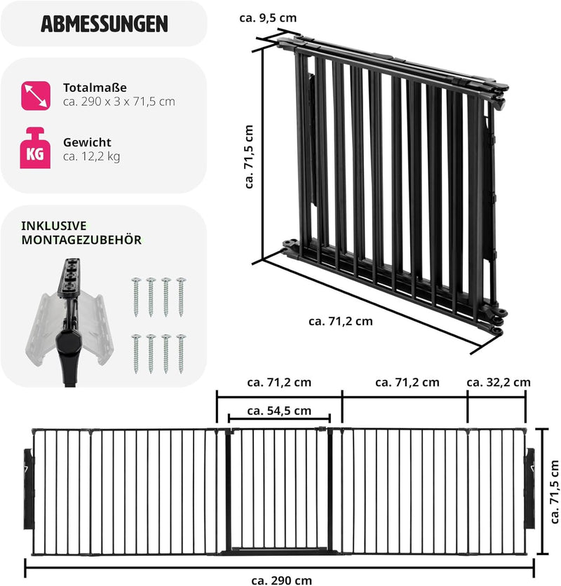 tectake Kaminschutzgitter Metall, Schutzgitter, Laufstall, Absperrgitter, Ofenschutzgitter, Hundegit