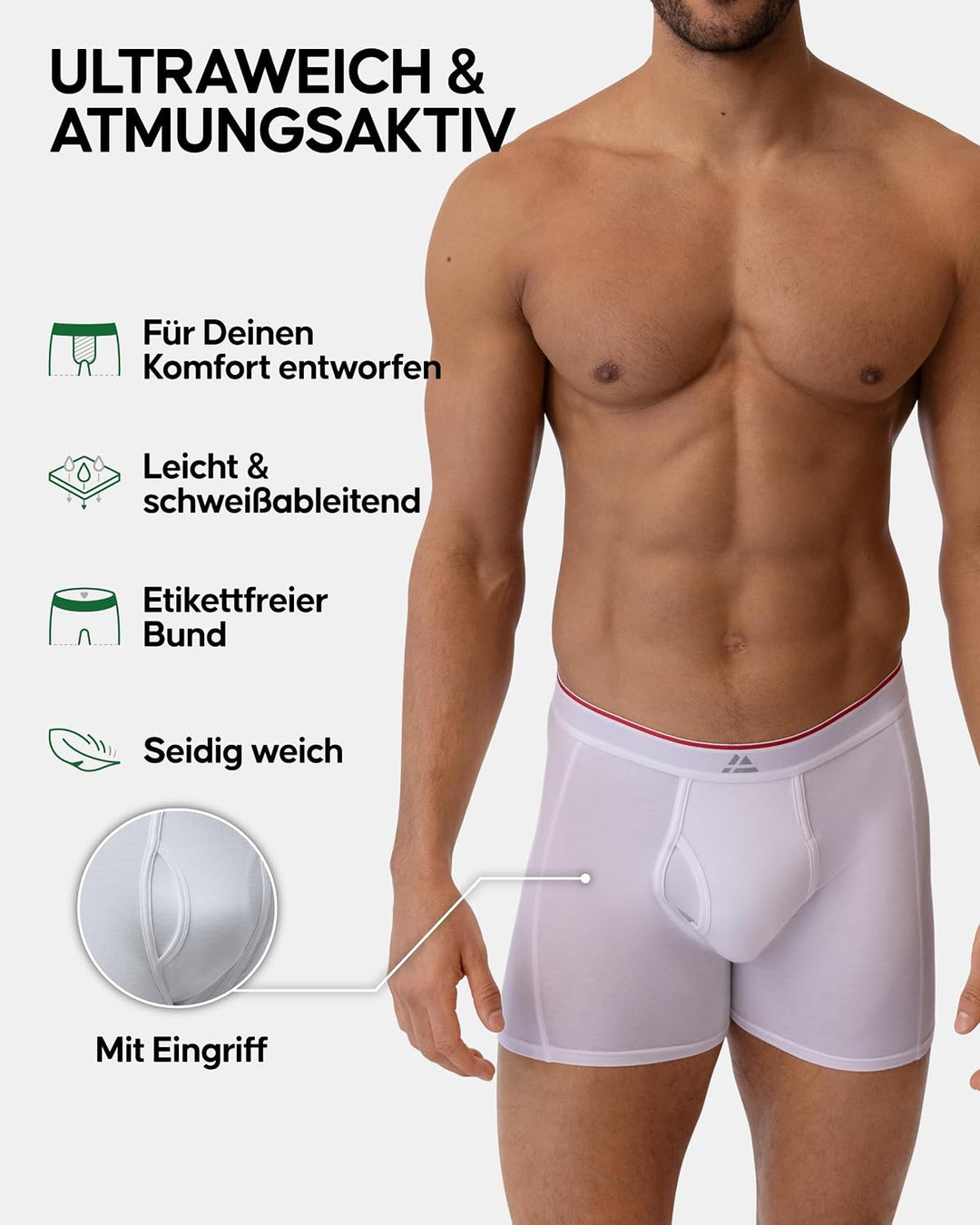 DANISH ENDURANCE Bambus Boxershorts Herren, Superweiche Unterhosen Männer, Bequem, Atmungsaktiv &amp; Et