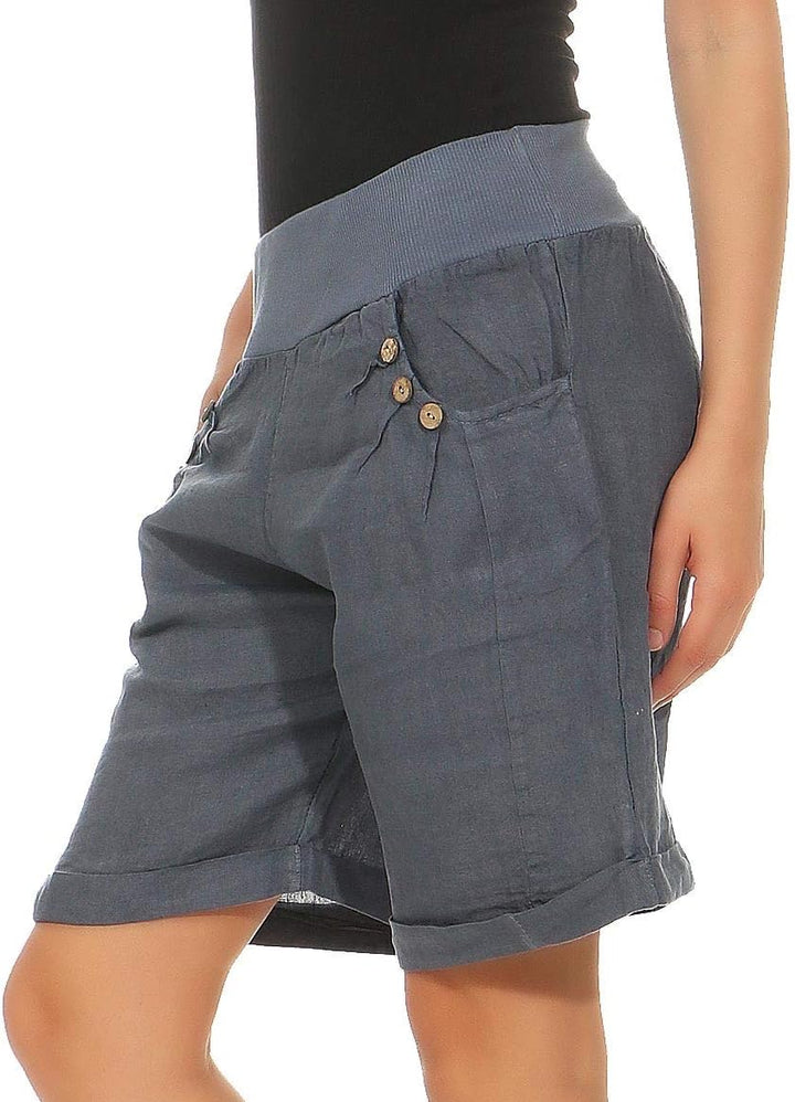 Malito Damen Bermuda aus Leinen | Shorts für den Strand | lässige Kurze Hose | Pants - Hotpants 8024