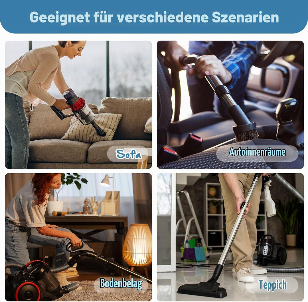 7 Stück Staubsauger Düsen Set Staubsauger Aufsatz Polsterdüse Matratzendüse Fugendüse 32-35 mm Staub