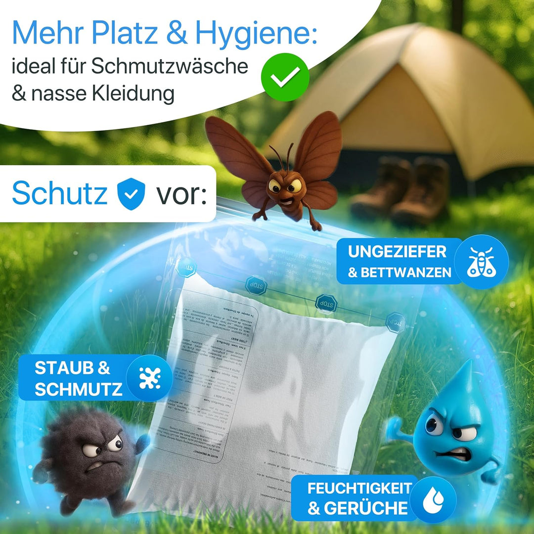 Vakuumbeutel für Kleidung Reise zum Rollen [8 Stück] X-Large (50x70 cm) - grosse Rucksack Kompressio