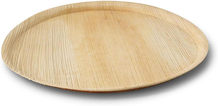 BIOZOYG Pizzateller aus Palmblatt 100 Stück Ø 25 cm rund - Pizzabrett Einweggeschirr mit Rand, Servi