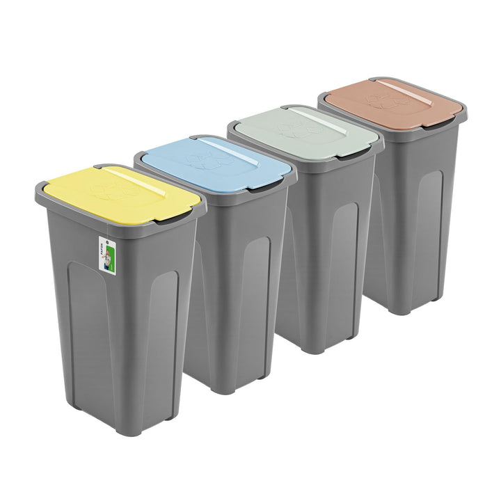 PAFEN Grosser Mülleimer 30l mit Deckel – 4er Set Abfallbehälter 550 x 275 x 370mm - Abfalleimer für