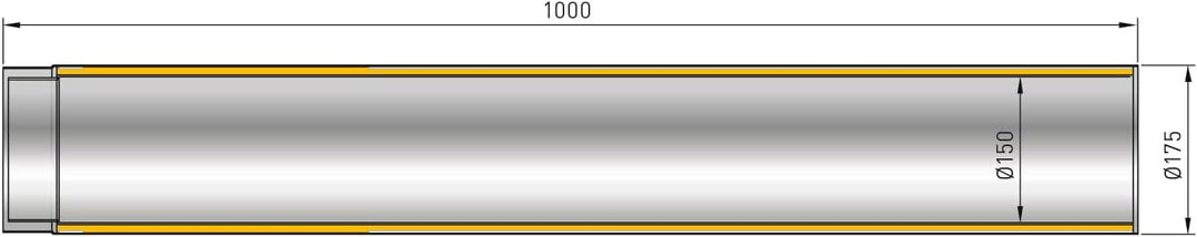 raik Rauchrohr/Ofenrohr Izoker doppelwandig mit Isolierung Durchmesser 150 mm Länge 1000 mm Stahlble