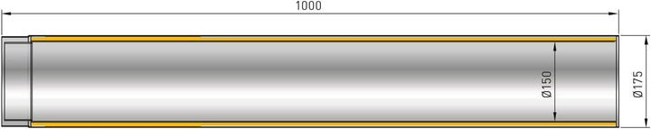 raik Rauchrohr/Ofenrohr Izoker doppelwandig mit Isolierung Durchmesser 150 mm Länge 1000 mm Stahlble