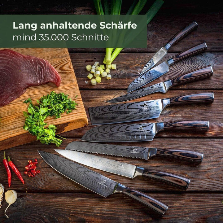 Küchenkompane - Professionelles Edelstahl Messerset Premium Messerset 8-teilig Messerset mit ergonom