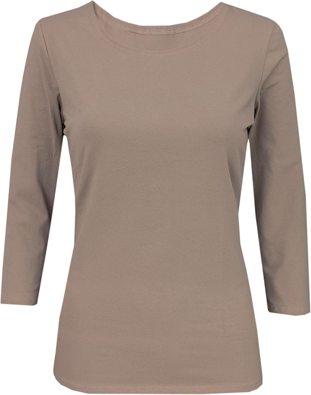 Damen Shirt 3/4 Arm mit Rundhals S Beige Latte, S Beige Latte
