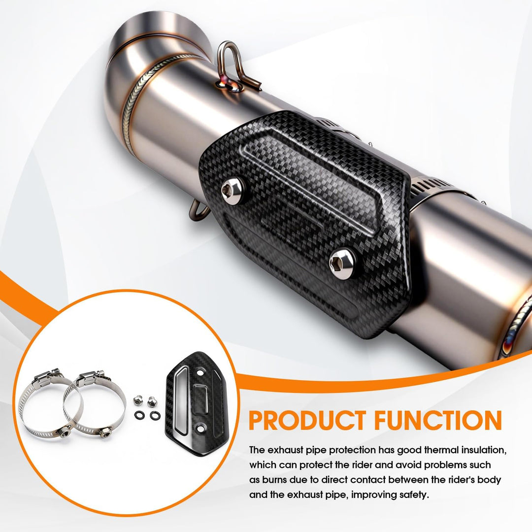 Motorrad Auspuff Hitzeschild,Kohlefaser Motorrad Auspuffrohrabdeckung Hitzeschutzblech Schutz Univer
