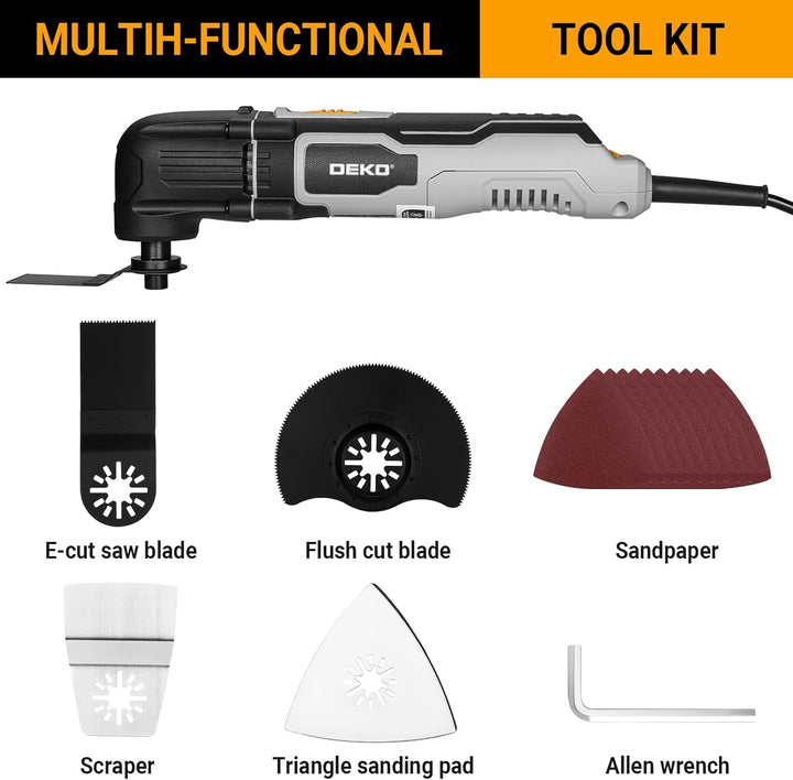 Oszillationswerkzeug 300W: DEKOPRO Multifunktionswerkzeug,3000-22000 RPM,6 Drehzahlen,3°Oszillations