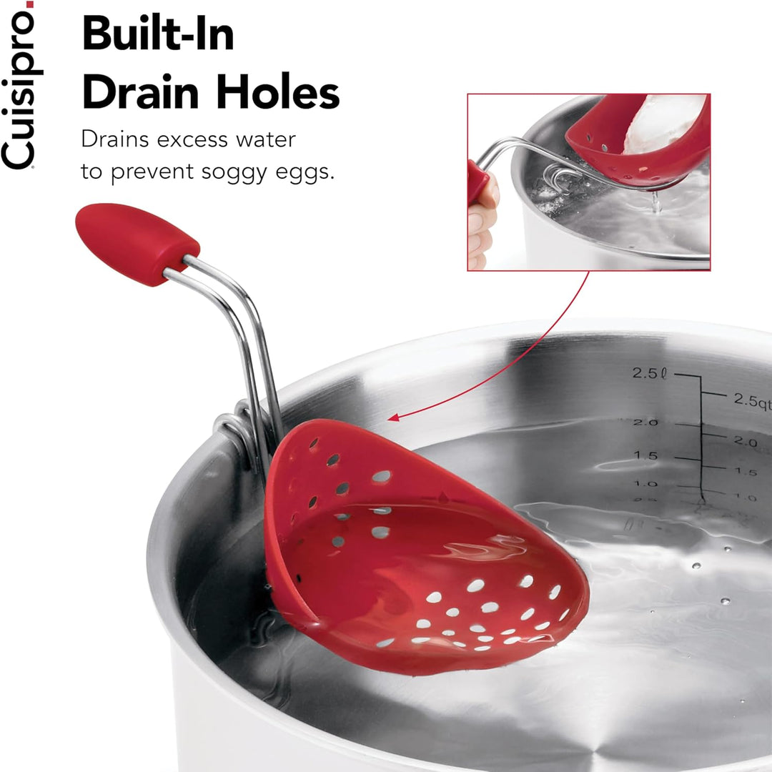 CUISIPRO Silikon Eierpochierer 2er-Set | Rot | Für perfekt geformte, sanft gegarte Eier | Eier Pochi