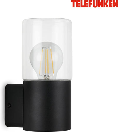 TELEFUNKEN - Aussenlampe IP44, Wandleuchte Aussen, E27 max. 12W, Schwarz, 195x85x110 mm (LxBxH), 320