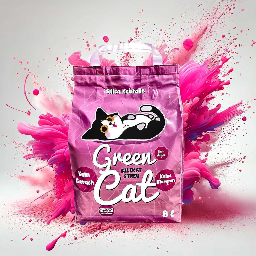 GreenCat Silicat 8x8 Liter (64 Liter) Silikat Katzenstreu |100% Kieselgel | Keine Klumpenbildung | N