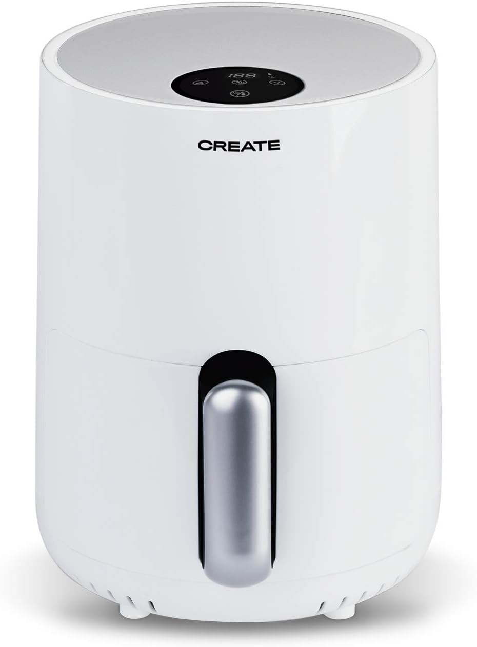CREATE/FRYER AIR/Heissluftfritteuse 1.5L Weiss/Antihaft-Korb, Temperaturwähler 80–200°, automatische
