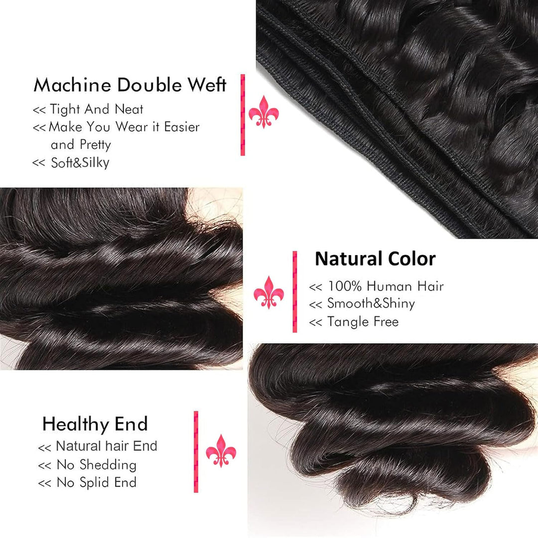 Huarisi Loose Wave Bundles Human Hair Bundles 10A Grade 100% Unprocessed Brazilian Virgin Hair Loose