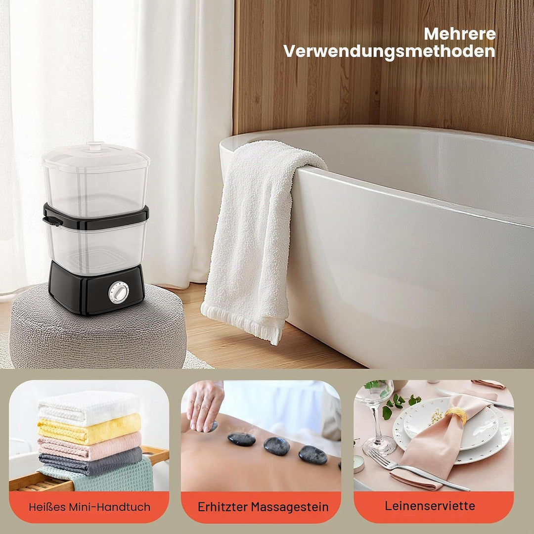 2-in-1-Handtuchwärmer 6L, grosses Fassungsvermögen, Dampfgarer für heisse Handtücher, einfache und v