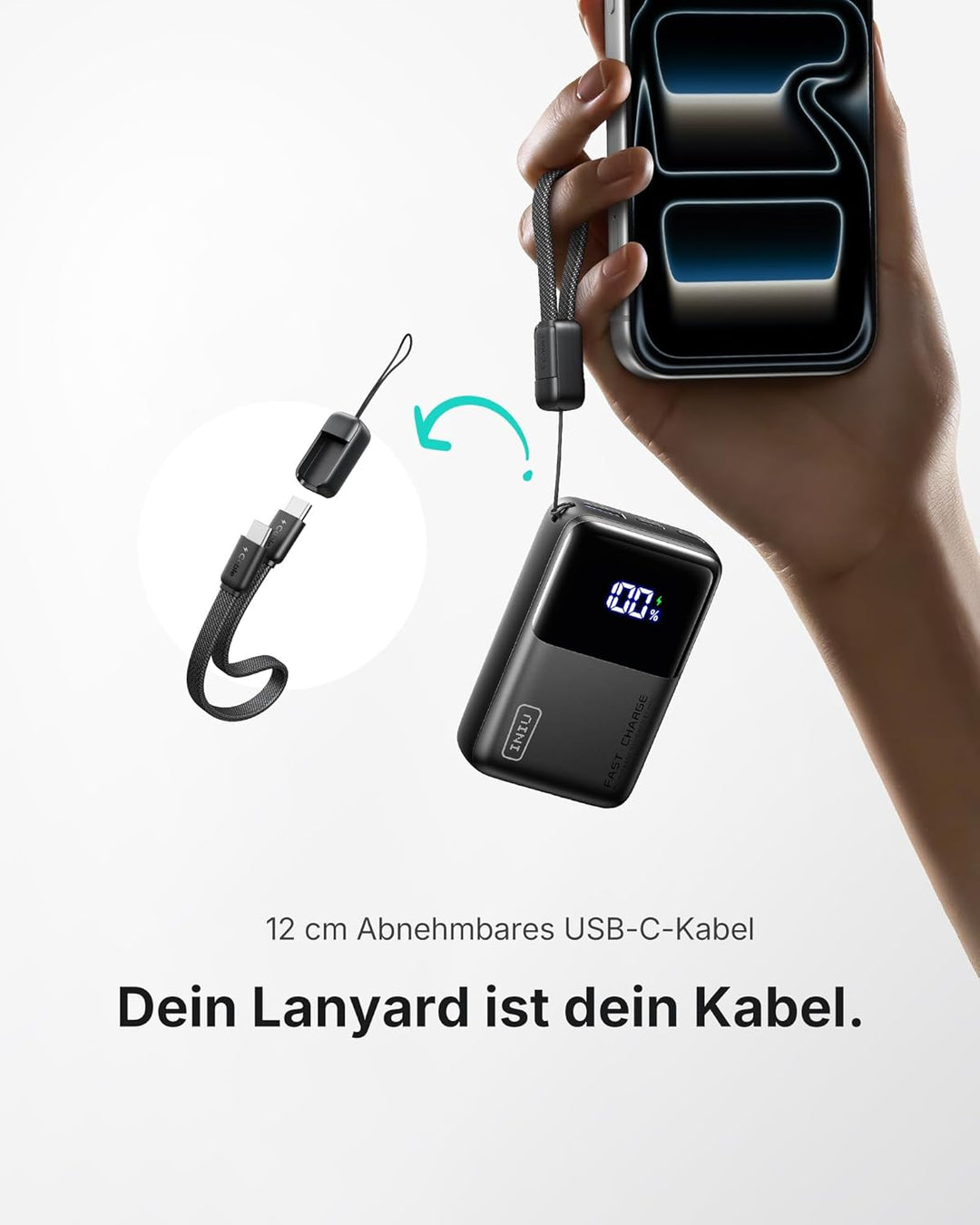 INIU Mini Power Bank, 45W 10000mAh Powerbank Klein Aber Stark (USB C In & Out), Schnellladefunktion
