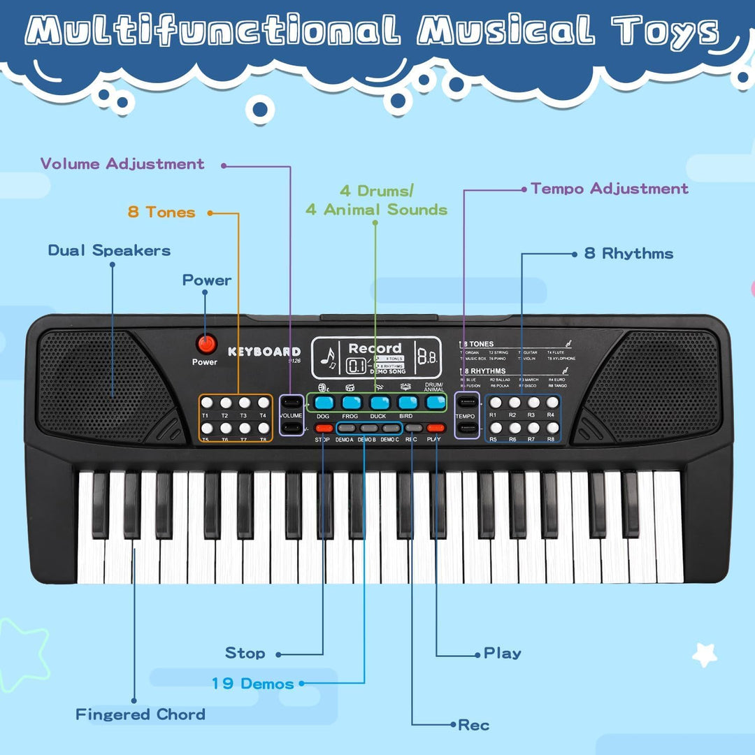 Klavier Keyboard, Digital Piano 37 Tasten Keyboard mit Mikrofon Multifunktions Musik Geschenk für Ki