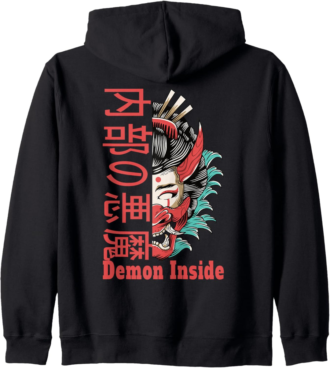 BACKPRINT Demon Inside Japanische Oni Maske Dämon Maske Kapuzenjacke