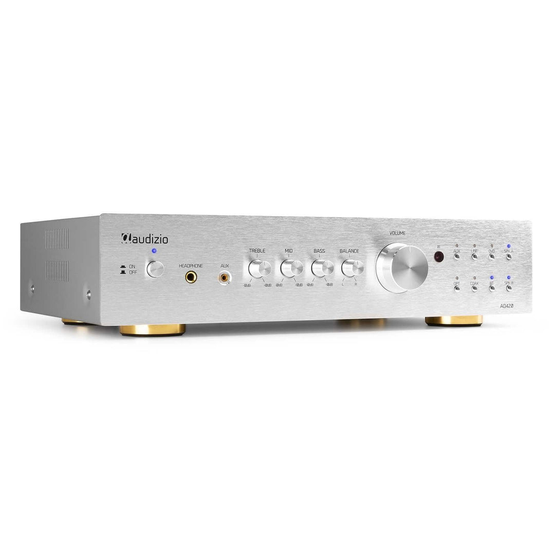 Audizio AD420B - 4 Kanal Verstärker mit Bluetooth, 4 x 100 Watt, mit Fernbedienung, 2.1 kompatibel,