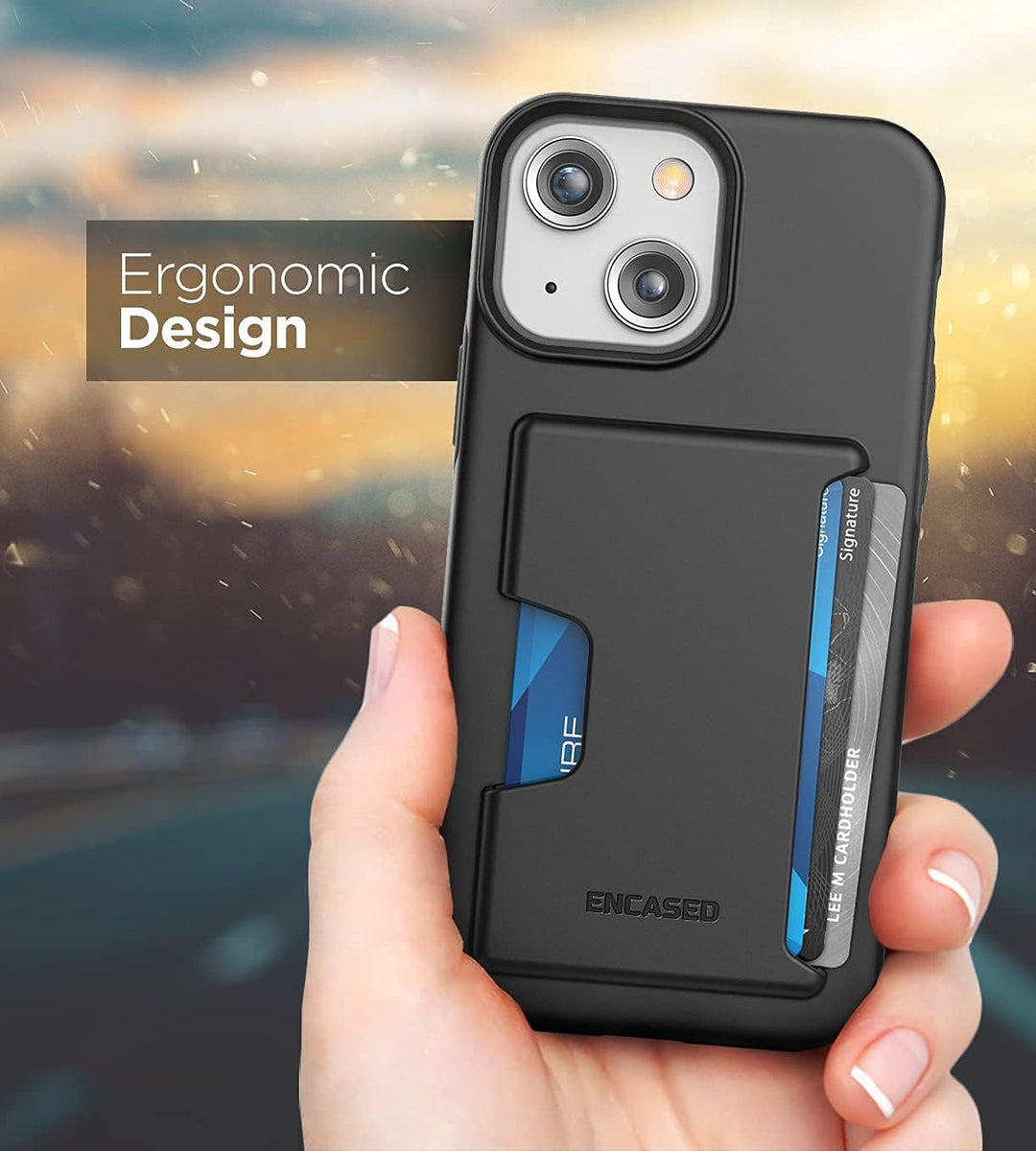 Encased Wallet Hülle für iPhone 13 mit Kartenfach – Schutzhülle Handyhülle Stossfest Case (4 Karten/