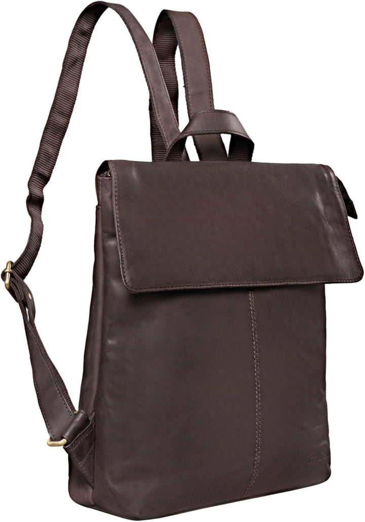 STILORD Charlie Vintage Lederrucksack Braun Mittelgrosser Daypack für Damen Herren 13,3 Zoll Laptop