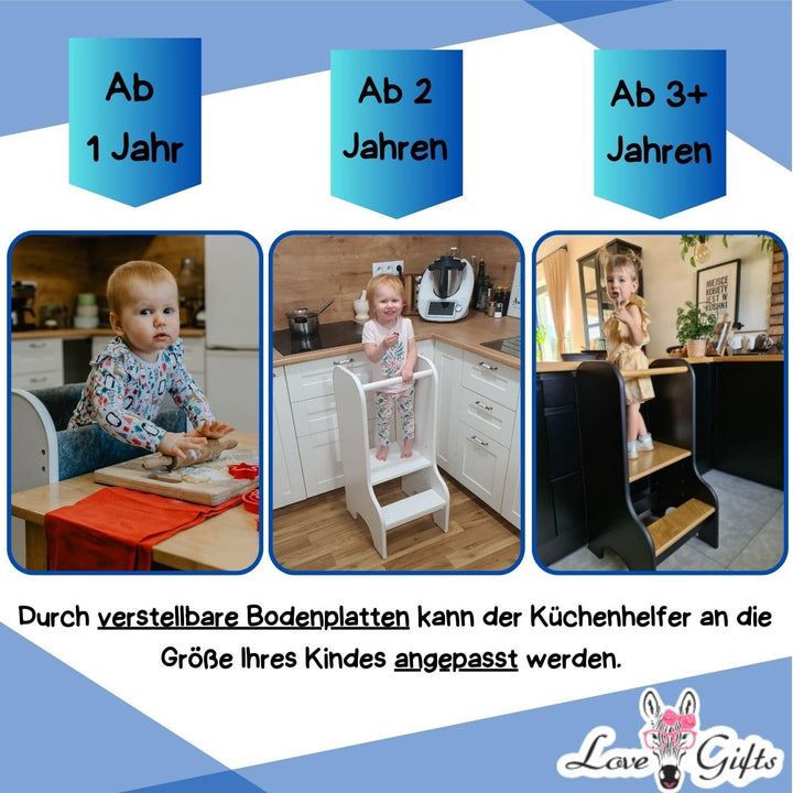 Love Gifts® Lernturm für Kinder mit Kippschutz und höhenverstellbar | Learning Tower mit sicheren Ka