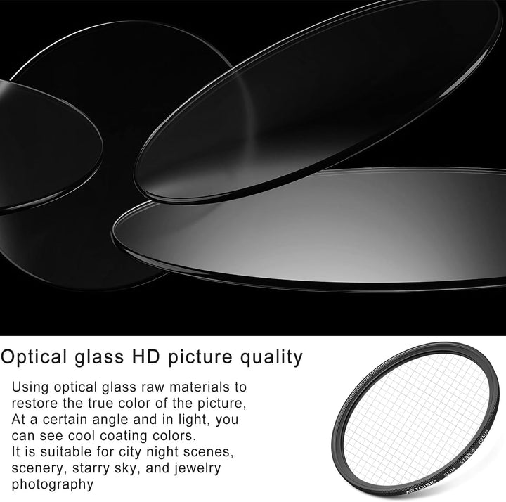 ARTCISE 72 mm Sternfilter-Set, 4 Punkte, 6 Punkte, 8 Punkte, Kreuzstern-Spezialeffekte, optische Gla