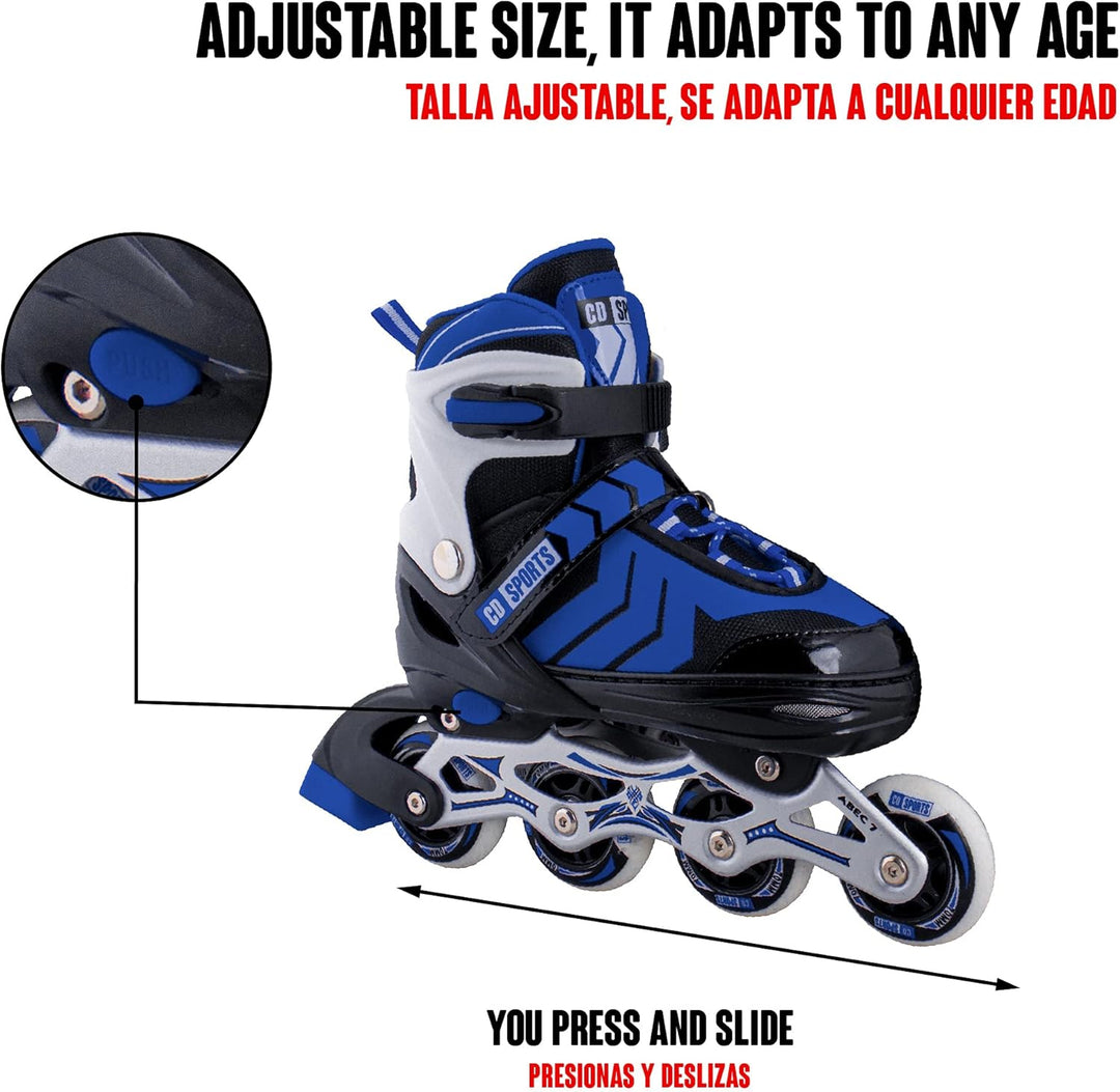 Calma Dragon Inline-Skates, grössenverstellbar, Profi-Skates für Erwachsene und Kinder, 4 Rollen, Sc