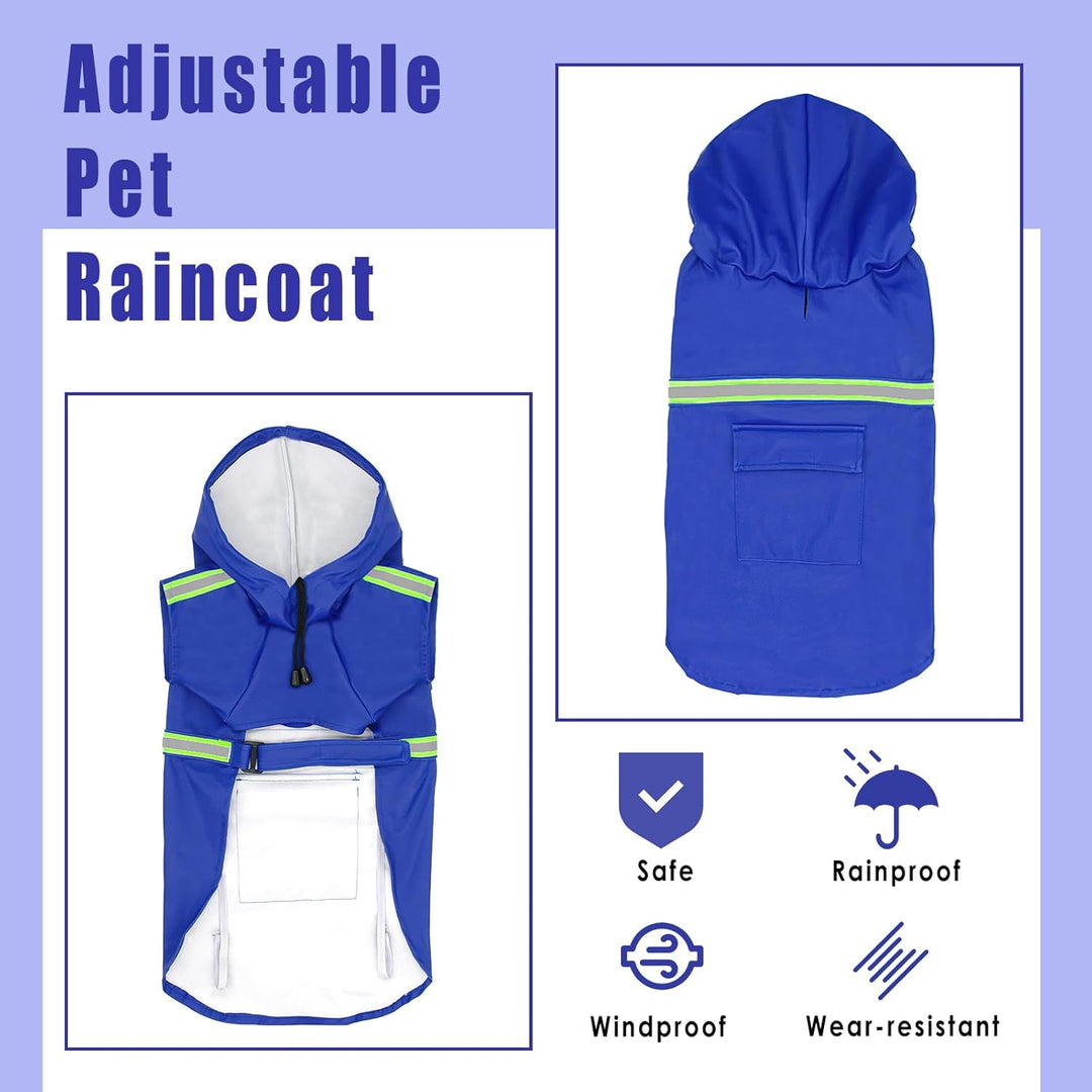 Regenmantel für Hunde, SilverChry Regenjacke für Hunde, Wasserdicht mit Kapuze, Atmungsaktiv, Wasser