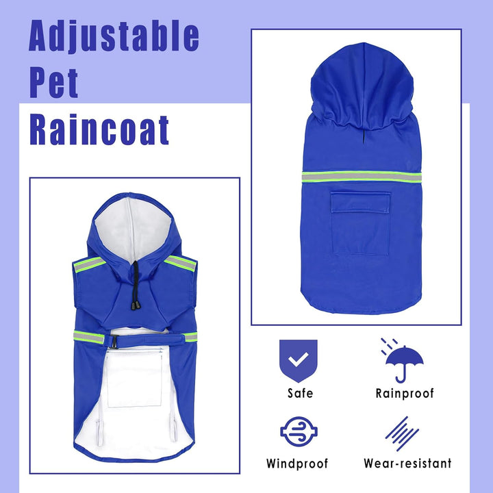 Regenmantel für Hunde, SilverChry Regenjacke für Hunde, Wasserdicht mit Kapuze, Atmungsaktiv, Wasser