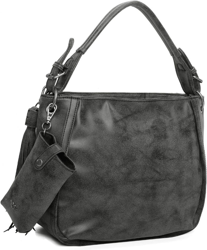 Fritzi aus Preussen Damen Fritzi 2 Medium Hobo Schultertasche Black Idol, Black Idol