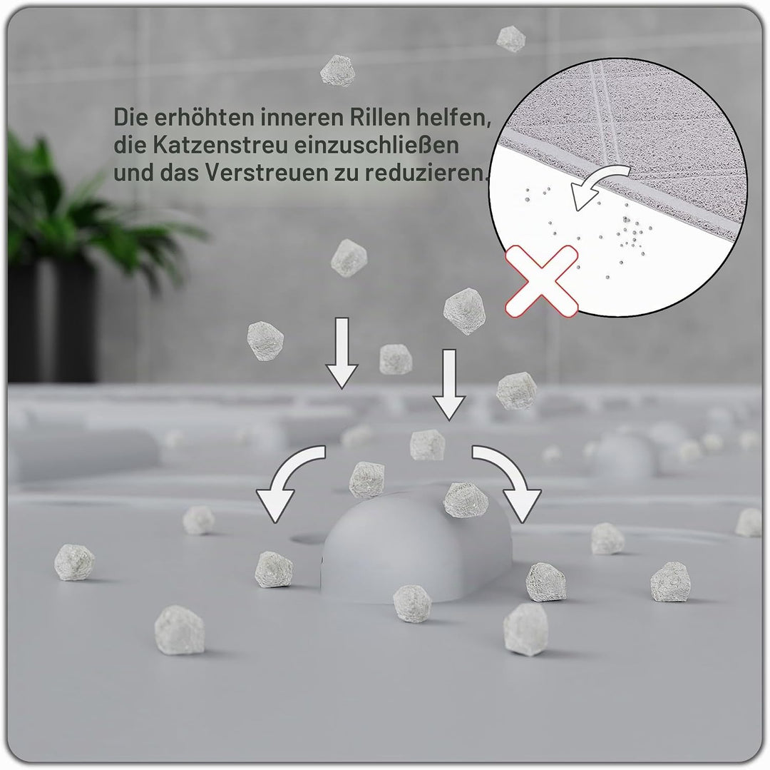 OHMO Katzenklo Matte aus Premium-Silikon 95 x 64 cm Gross, Wasserdicht und BPA-Frei Katzenstreu Matt
