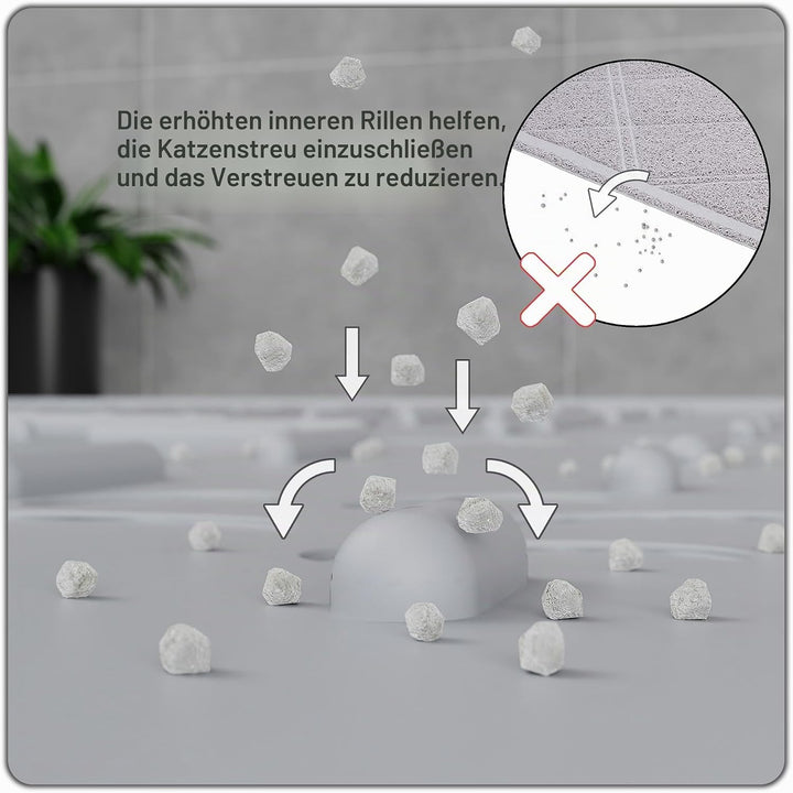 OHMO Katzenklo Matte aus Premium-Silikon 95 x 64 cm Gross, Wasserdicht und BPA-Frei Katzenstreu Matt