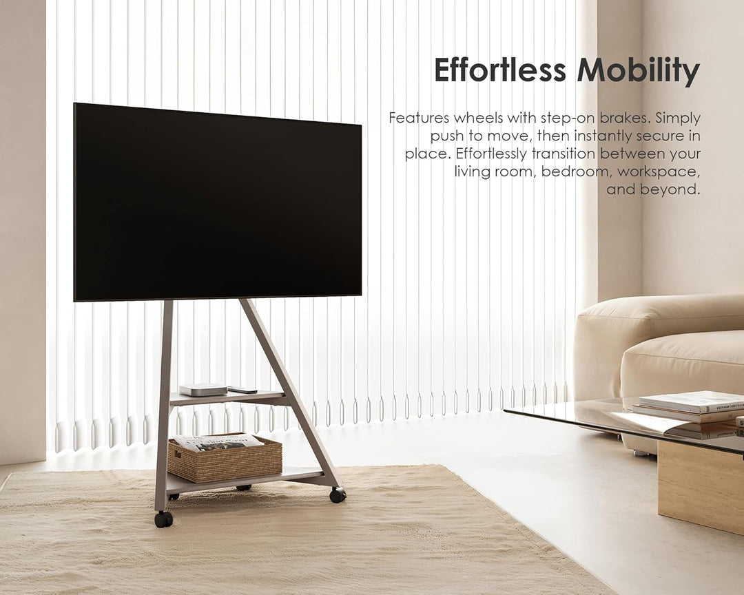 FITUEYES Design TV Ständer Rollbar, Mobiler TV Stand mit Rollen für 32 40 43 55 65 Zoll Flach & Curv