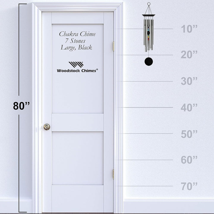 Woodstock Windspiel Chakra Chimes, Seven Stones, Silber, gross (63 cm) Silber-schwarz, Silber-schwar