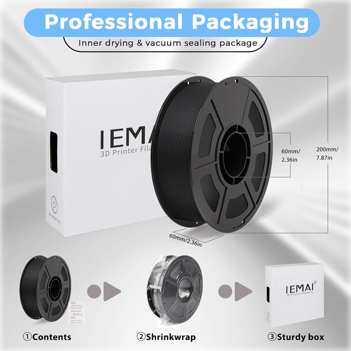 IEMAI PETG Carbon Fibre Filament 1.75 mm, 3D Printer Filament PETG, Carbon Fibre Filament 1.75 PETG