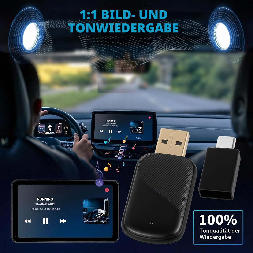 2 IN 1 Wireless Android Auto &amp; Carplay Wireless Adapter, Convert Wired to Wireles s Carplay Dongle,